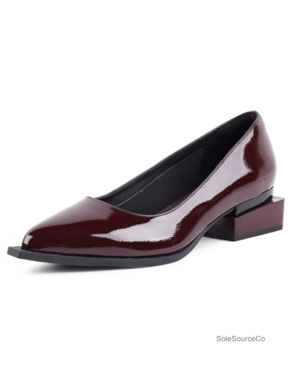 Women's Chunky Heel Pumps with Arch Support Pointed Toe Dressy Flats